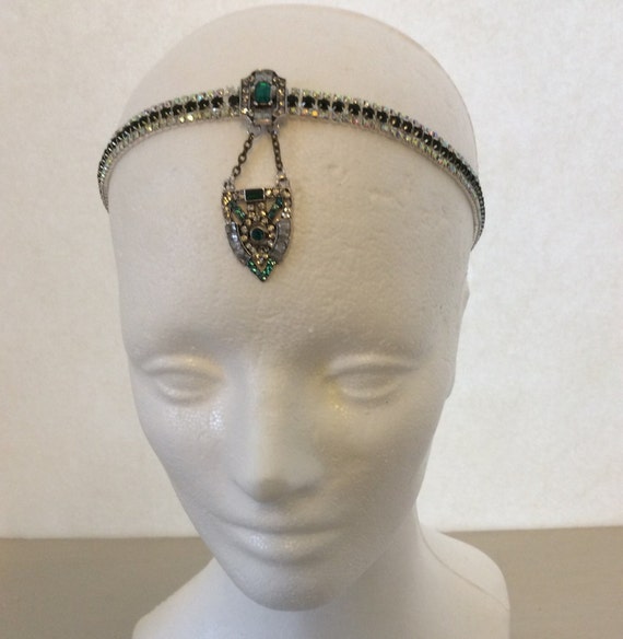 Ivory Pearl Iridescent Sequin Feather 1920/'s Charleston Flapper Head Hair Band