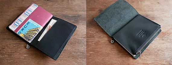 トラベラーズノート レザージッパーケース ブルー パスポートサイズ