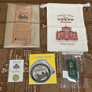 Traveler's Notebook Station Edition Tokyo Limited Leather Cover Regular size,Brass Tag,Cotton bag, Sticker,keychain Set