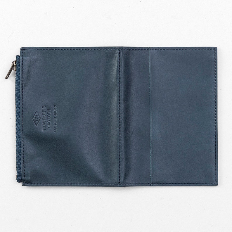 Traveler's Notebook Leather Zipper Case Blue Passport Size Etsy