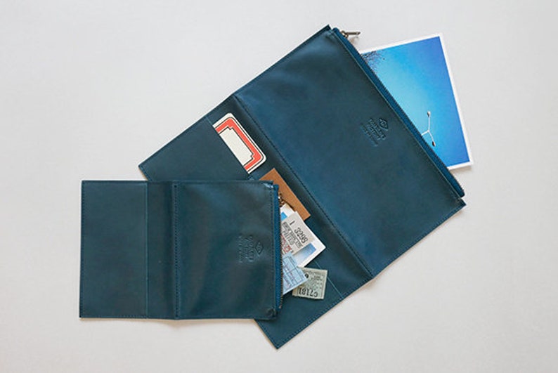 Traveler's Notebook Leather Zipper Case Blue Passport Size Etsy