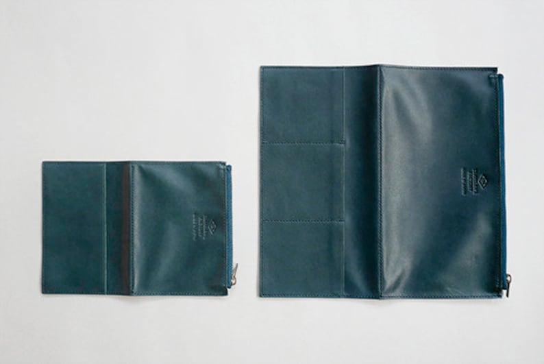 Traveler's Notebook Leather Zipper Case Blue Passport Size Etsy