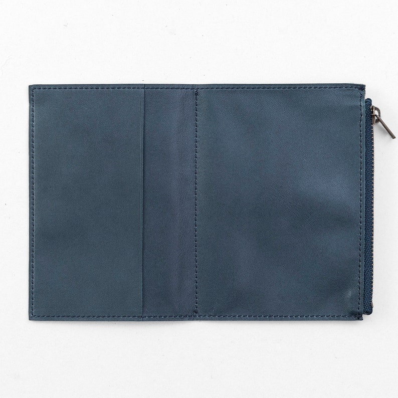 Traveler's Notebook Leather Zipper Case Blue passport size Etsy