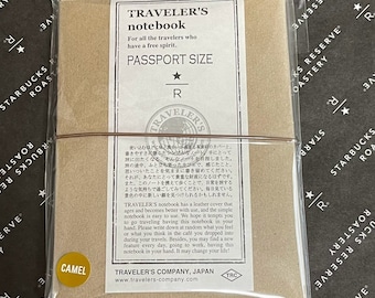 Cuaderno de viaje x SRR Tokyo Limited, tapa de cuero, tamaño pasaporte, color camello