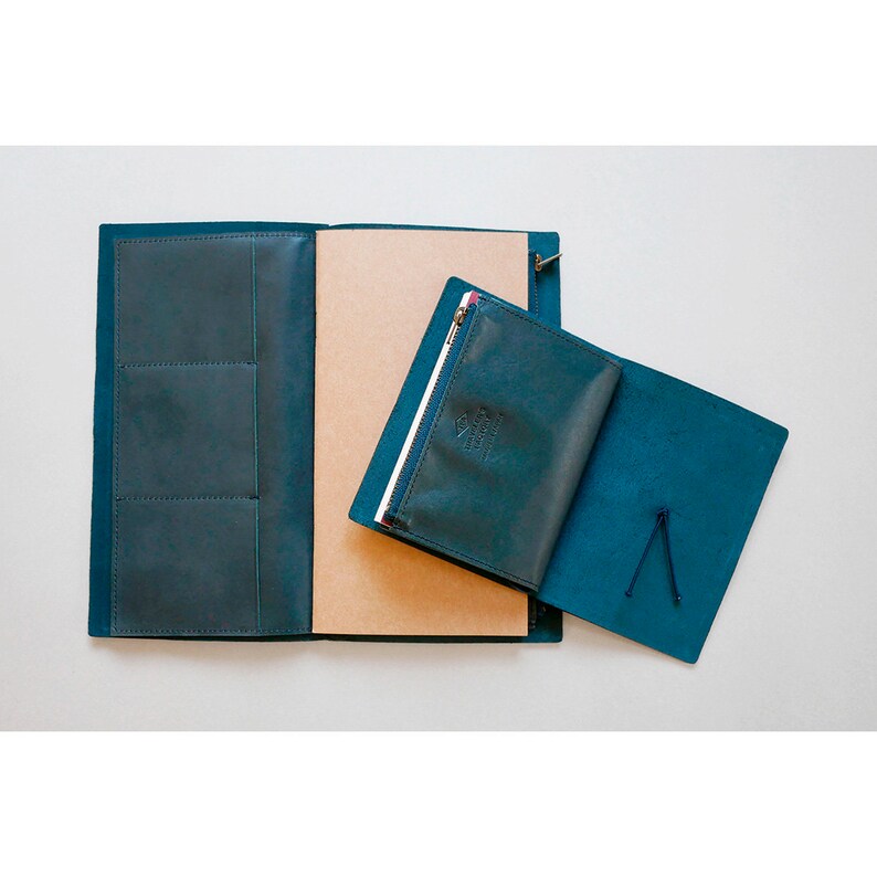 New Color Traveler's Notebook Leather Zipper Case Blue Etsy