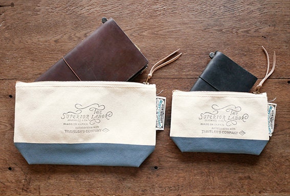 The Superior Labor X Traveler's Company Engineer Pouch Blue Gray