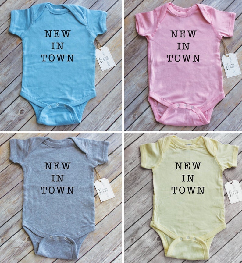New in Town Cotton Baby Bodysuit New Baby Newborn Baby Gift Newborn Gift Newborn outfit