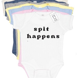 Funny Baby Bodysuit - Spit Happens Graphic Bodysuit Gift
