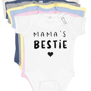 Mama Baby Cotton Bodysuit - Mamas Bestie Graphic - Mother&#39;s Day Gift