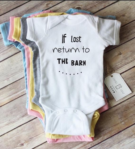 Return To The Barn Cotton Baby Bodysuit White Pink Blue Etsy