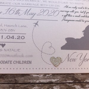 Destination themed - 'Postcard' Invitations in Pearlised Card with or without RSVP's. Perfect for receptions back home image 3