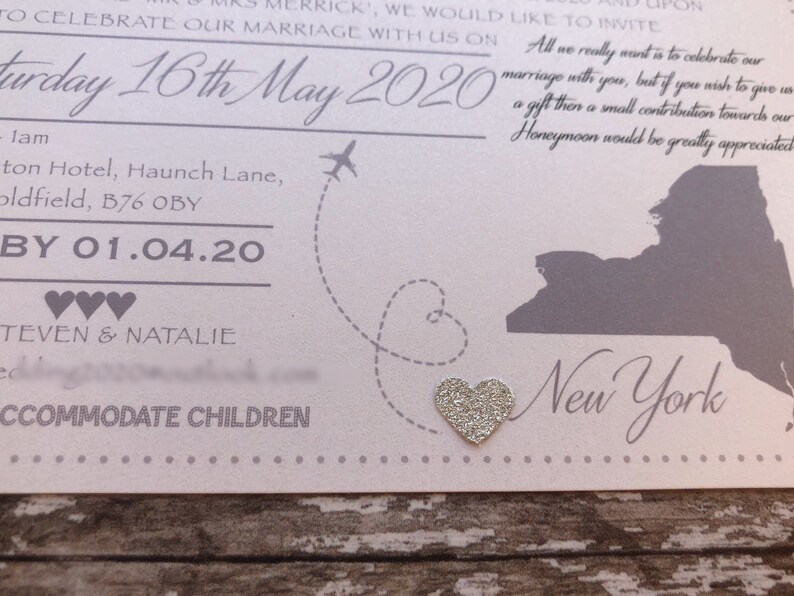 Destination themed - 'Postcard' Invitations in Pearlised Card with or without RSVP's. Perfect for receptions back home image 3