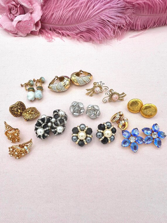 Boucles D'Oreilles Vintage Clips - Email Bleu - Signées LR - Occasion Bon État