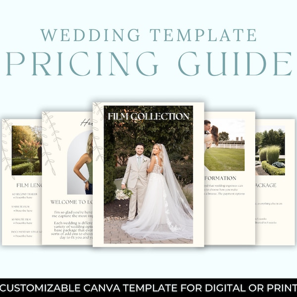 Wedding Photography/Videography Pricing Guide Template, Editable Template, Instant Download