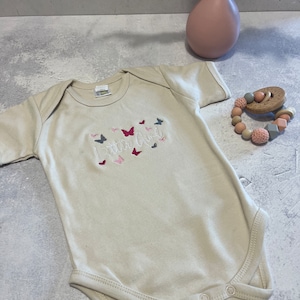 Embroidered Personalized Body / T-Shirt / Long Sleeve Shirt Birthday Shirt with Butterflies Little Girl