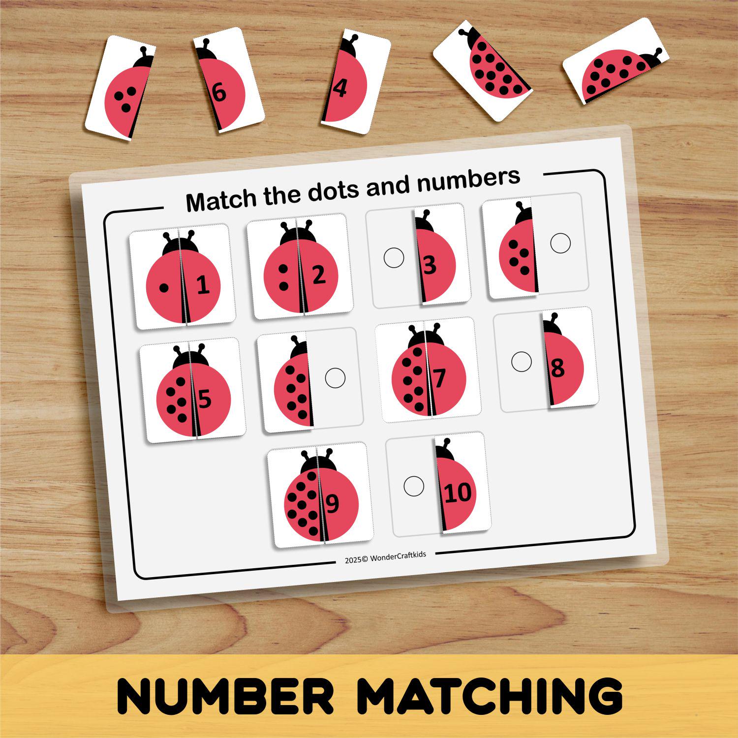 Ladybug Number Matching Game, Homeschool Printable (PDF) - Etsy