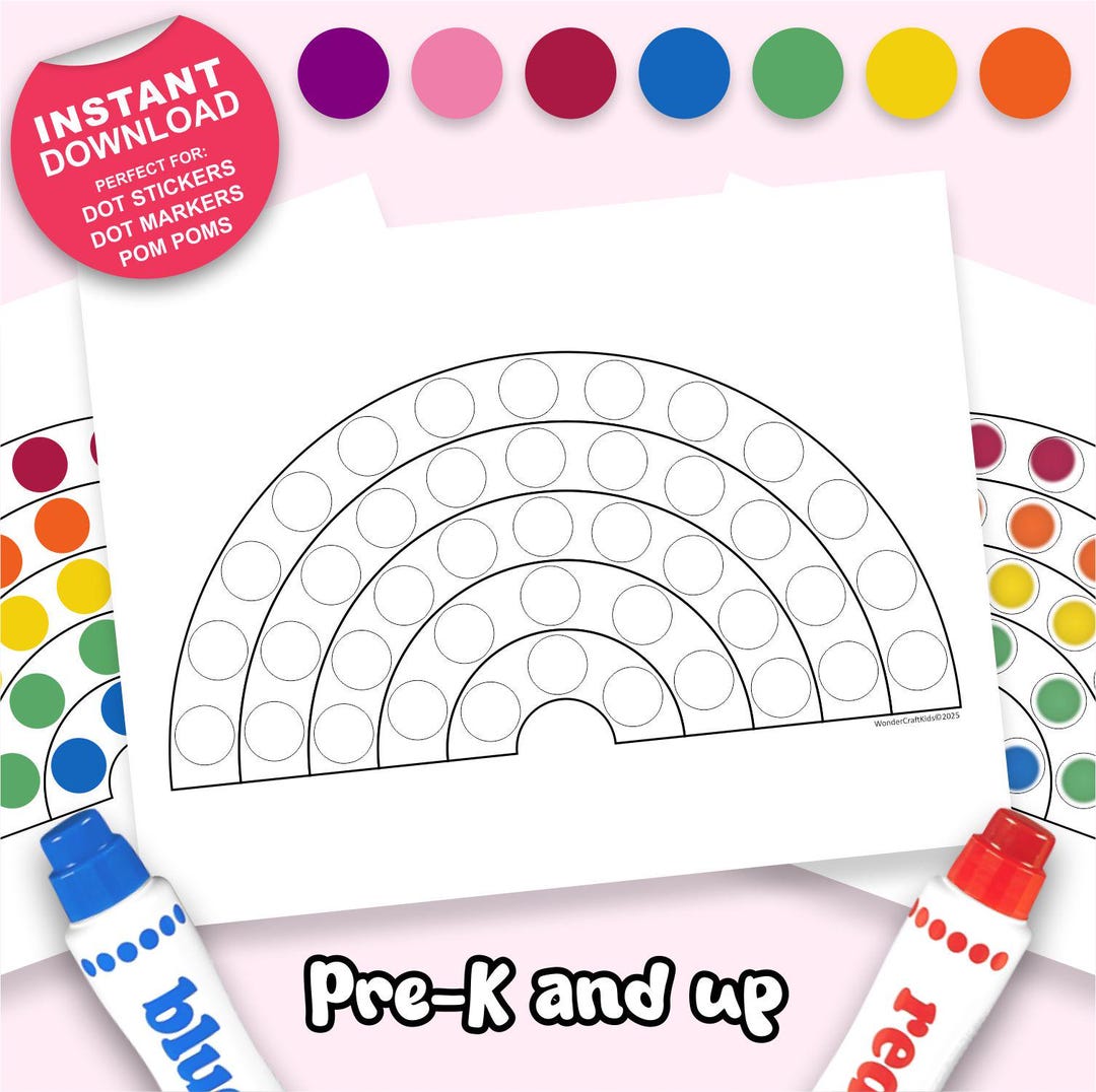 Rainbow Dot Preschool Activity Sheet, Printable Toddler Busy Binder ...