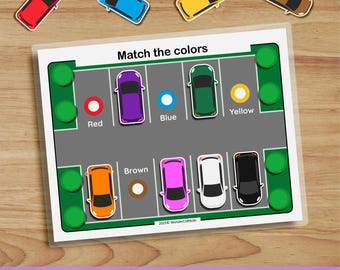Color Matching Parking Lot, Preschool Activity, Busy Binder (Digital Download)