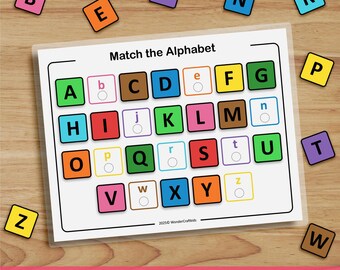 Juego de emparejar letras, imprimible para preescolar, actividad para carpeta de actividades (descarga digital)