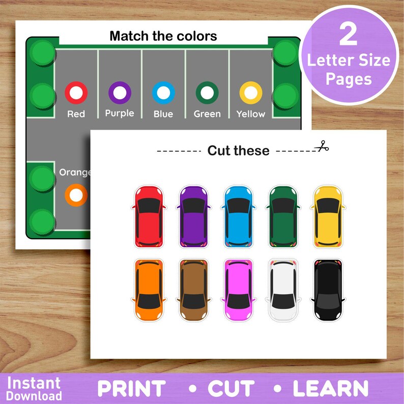 Color Matching Parking Lot, Preschool Activity, Busy Binder (digital ...