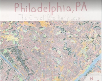 Philadelphia, PA: A Hand Drawn Map (24 by 36 in)