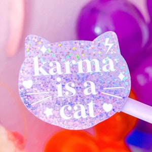 Glitzer wasserfester Aufkleber - Karma Cat
