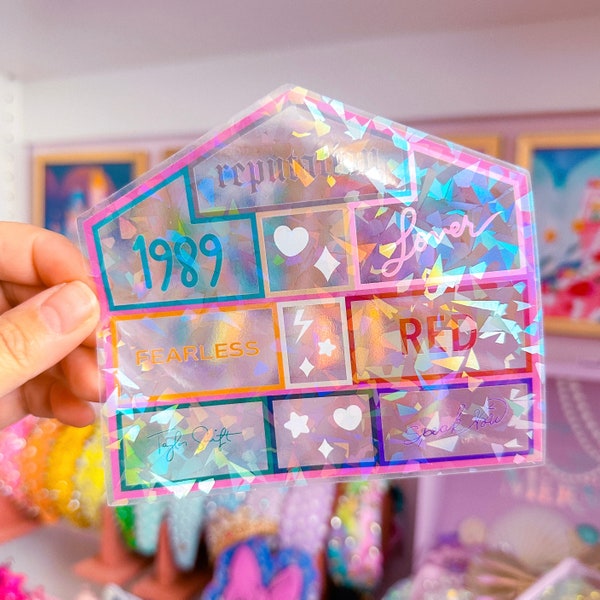 Glitter Waterproof Sticker - EXTRA LARGE Cracked Ice Lover House (Transparent)