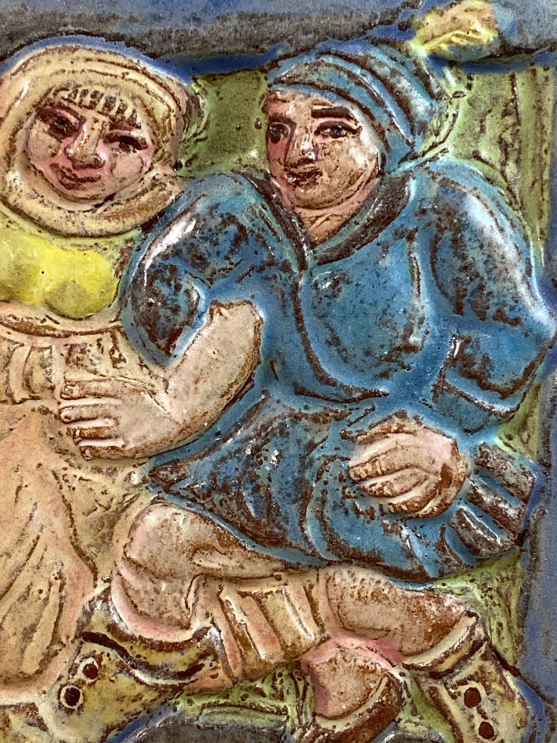 6 x 6 inch aprox Promenading Contra Dancers #1