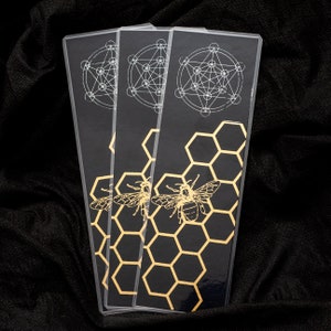 Bee honeycomb holographic foil bookmark