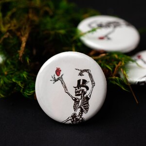 Dancing skeleton button - goth accessories
