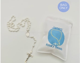 Personalised Rosary Beads Bag, First Holy Communion Gift, Religious Gift, Personalised Religious Gift, Gifts for Children, Prayer Beads