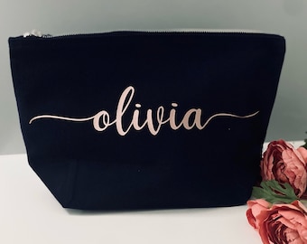 Navy Blue Personalised Make Up Bag, Rose Gold Make Up Bag, Silver Make Up Bag, Gold Make Up Bag, Gifts For Her, Bridesmaid Gift, Christmas