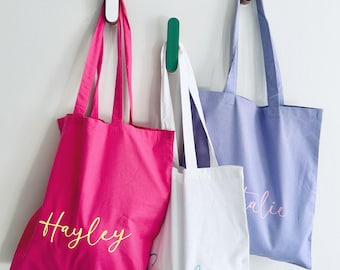 Bright Personalised Tote Bag, Custom Bag, Gifts For Her, Gifts For Girls, Birthday Bag, Cursive Bright Bag