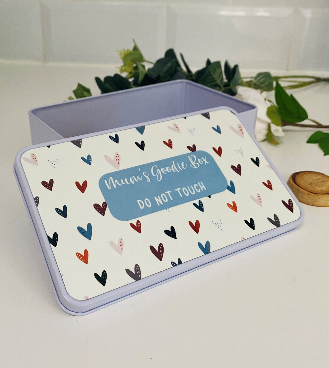 Personalised Hearts Tin, Biscuit Tin, Gifts for Her, Personalised Biscuit Tin, Cute Hearts