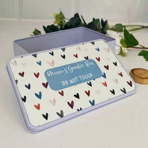 Personalised Hearts Tin, Biscuit Tin, Gifts for Her, Personalised Biscuit Tin, Cute Hearts, Personalised Tin, Boho Hearts