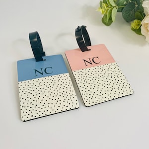 Pastel Spotty Personalised Luggage Tag, Initial Luggage Tag, Personalised Holiday, Suitcase Tag, Suitcase Label