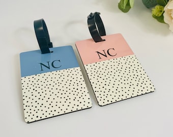 Pastel Spotty Personalised Luggage Tag, Initial Luggage Tag, Personalised Holiday, Suitcase Tag, Suitcase Label