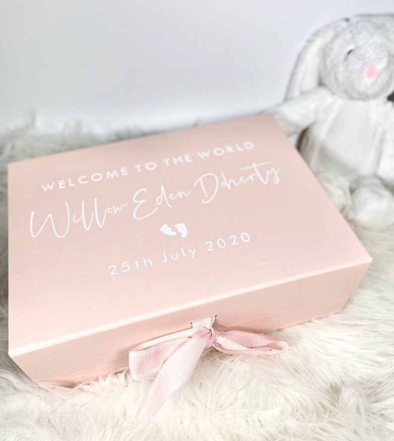 Welcome to the World Baby Personalised Gift Box, Newborn Keepsake Box ...