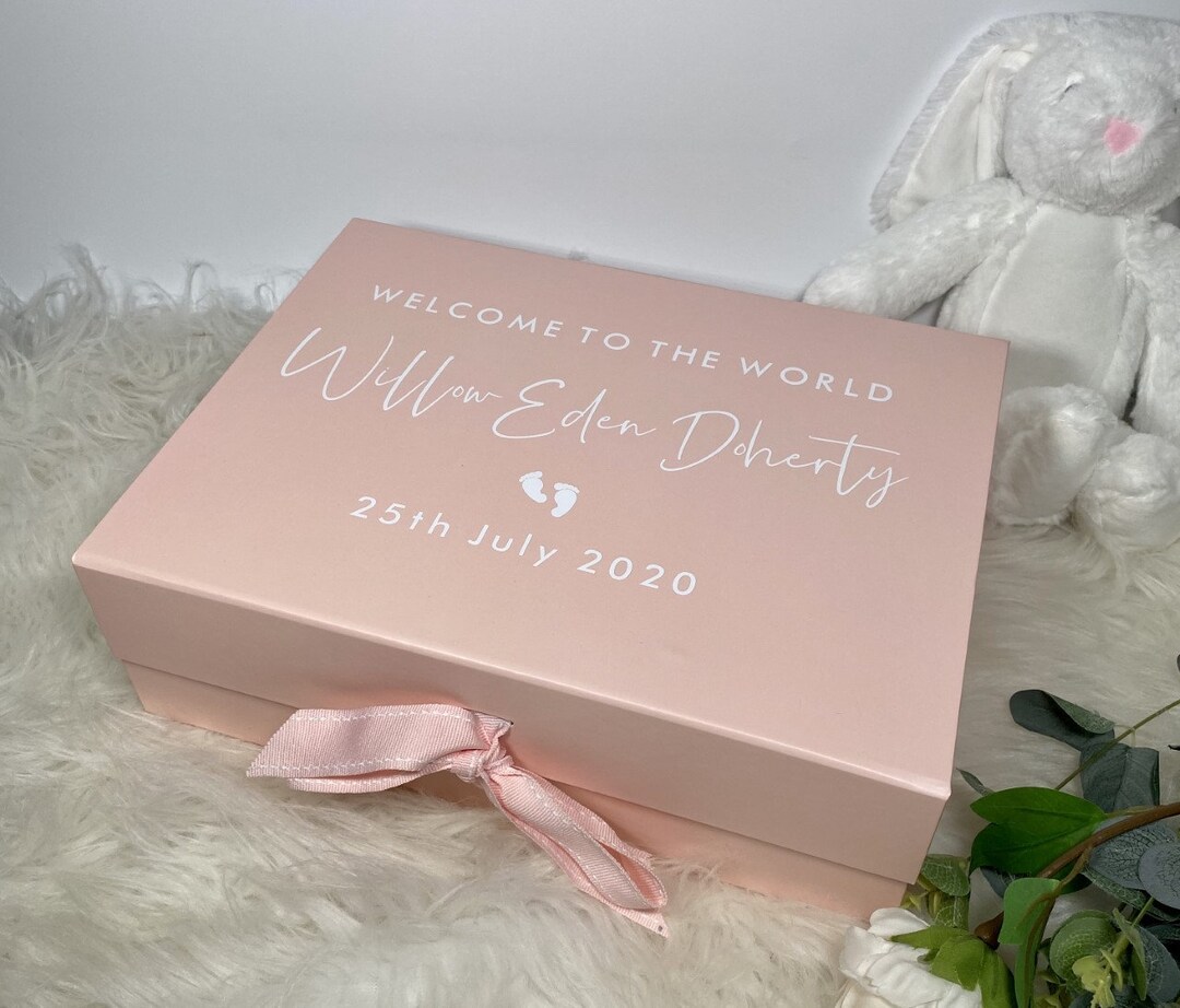 Welcome to the World Baby Personalised Gift Box, Newborn Keepsake Box ...