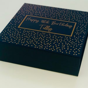 Confetti Personalised Keepsake Box / 18th / 21st / 30th / 40th / 50th / 60th / 70th  Birthday Black and Gold Gift Box