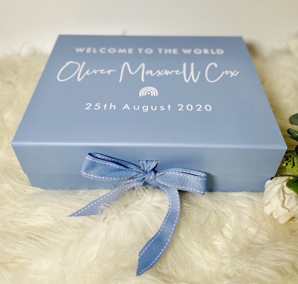 Welcome to the World Baby Personalised Gift Box, Newborn Keepsake Box ...