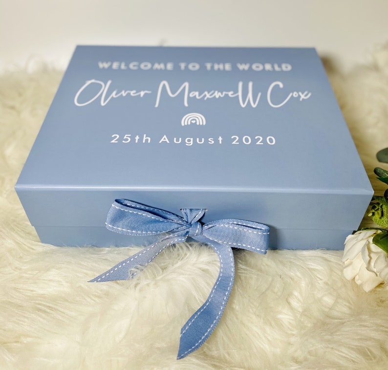 Welcome to the World Baby Personalised Gift Box, Newborn Keepsake Box ...