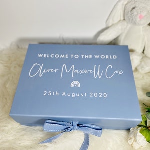 Welcome to the World Baby Personalised Gift Box, Newborn Keepsake Box ...