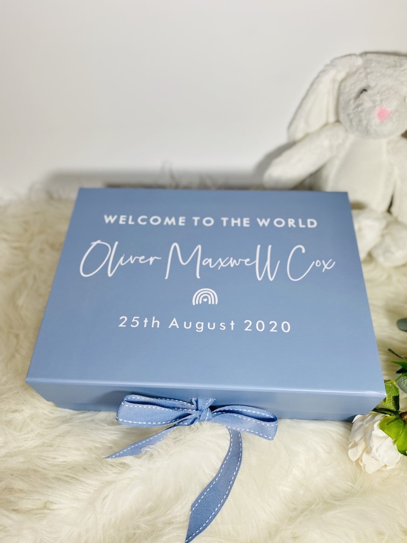 Welcome to the World Baby Personalised Gift Box, Newborn Keepsake Box ...