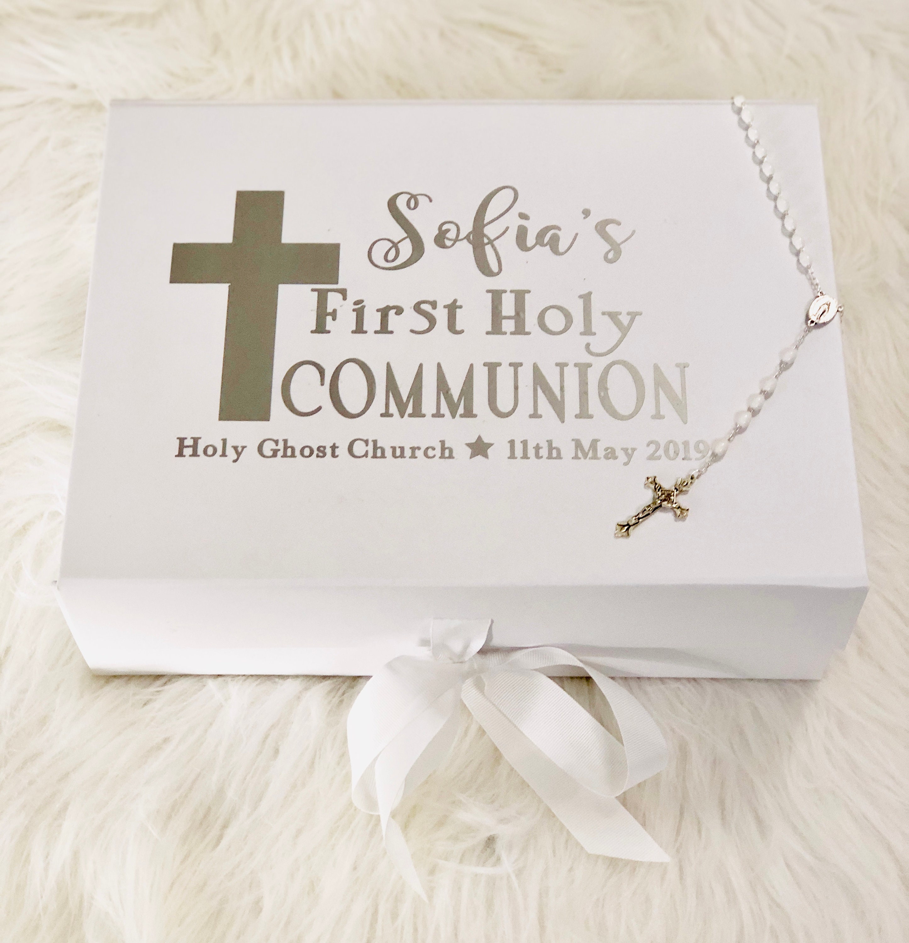 Boîte à souvenirs Couronne personnalisée pour la communion