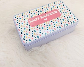 Personalised Hairband Tin, Storage Tin, Custom Hairband Storage, Gifts for Girls, Hairbow Storage, Bedroom Storage