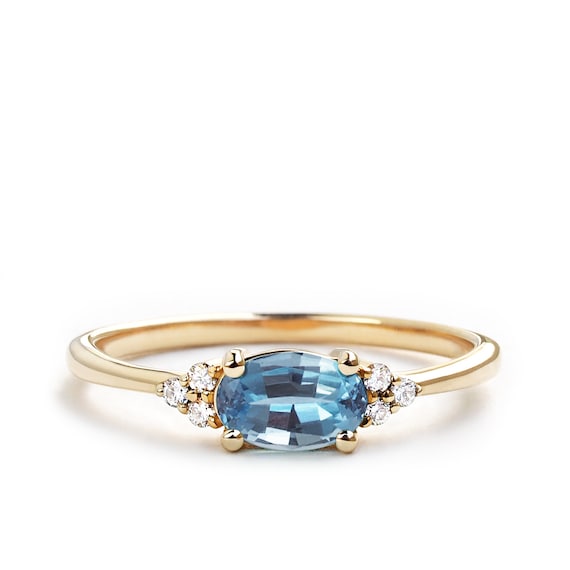 Aquamarine and diamond ring aquamarine and diamond engagement Etsy