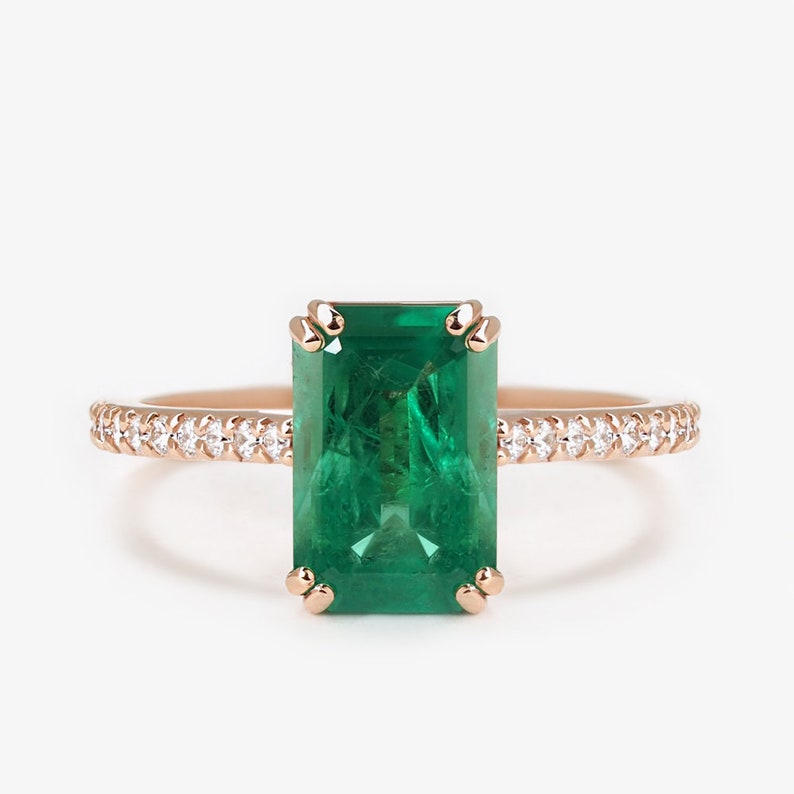 Emerald Cut Emerald Ring Natural Emerald Ring Unique Etsy