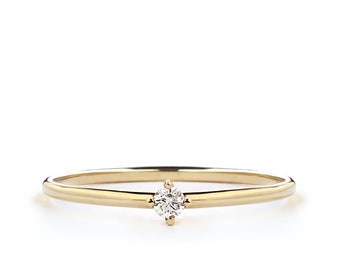 Tiny Diamond Ring, Dainty Engagement Ring, Promise Ring, Minimalist Engagement Ring, Dainty Diamond Ring