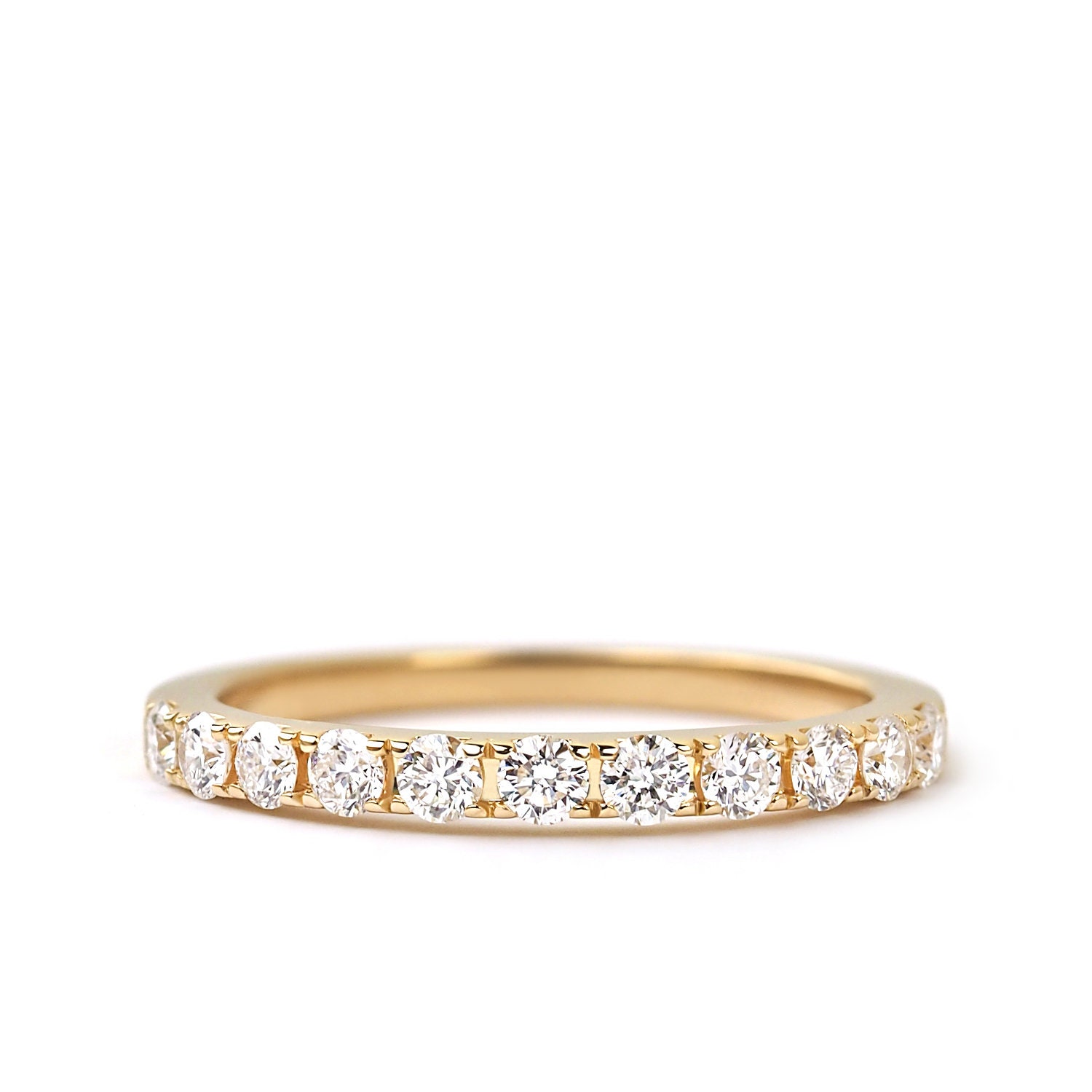 Half Eternity Diamond Ring / Wedding Band / 14K Gold Wedding | Etsy